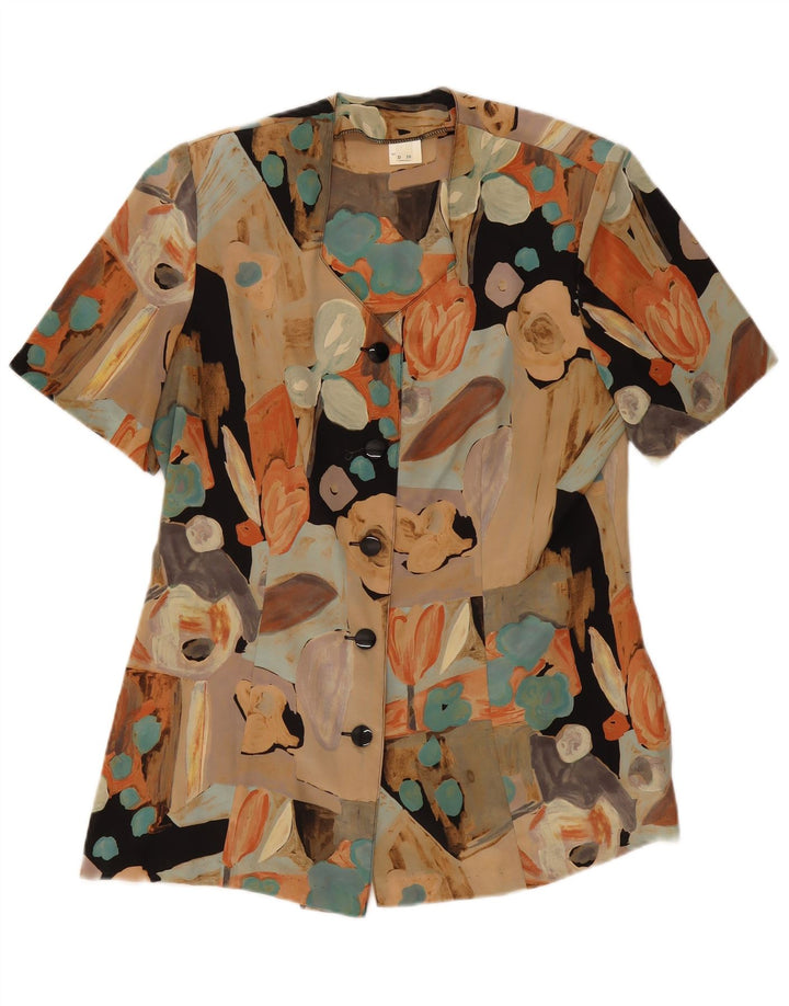 Vintage Womens Short Sleeve Shirt Blouse UK 18 XL Multicoloured Patchwork