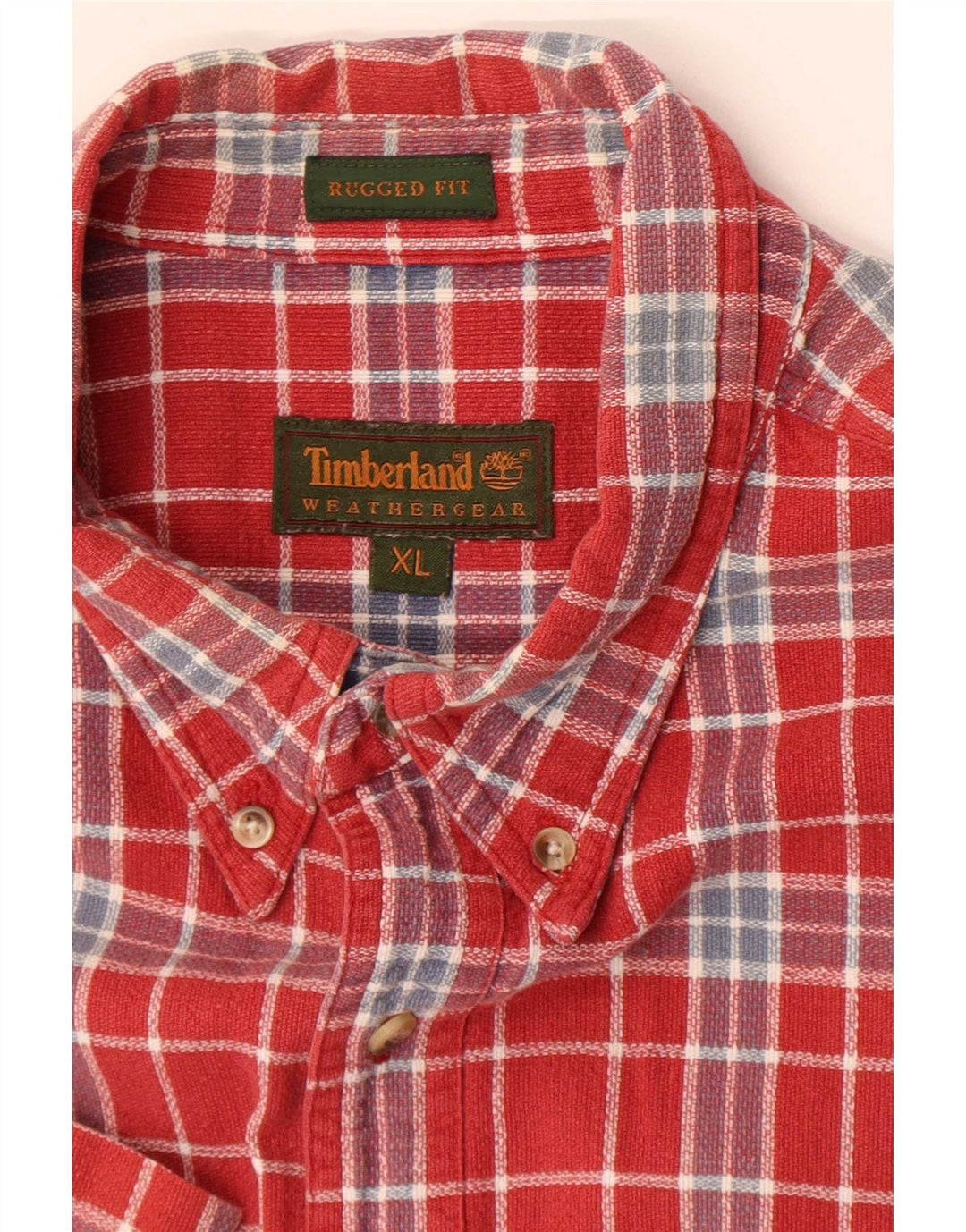 Timberland Mens Rugged Fit Short Sleeve Shirt XL Red Check