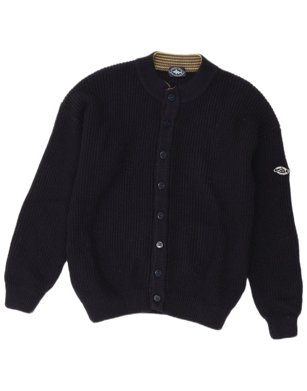 Good Luck Mens Cardigan Sweater Medium Navy Blue Wool