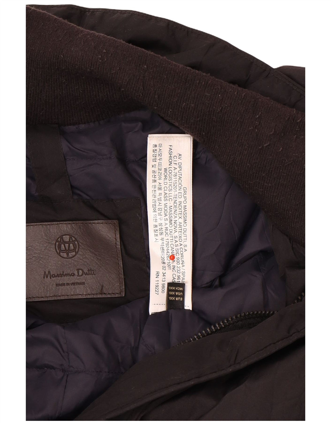 Massimo Dutti Mens Padded Coat UK 44 2XL Black Polyester