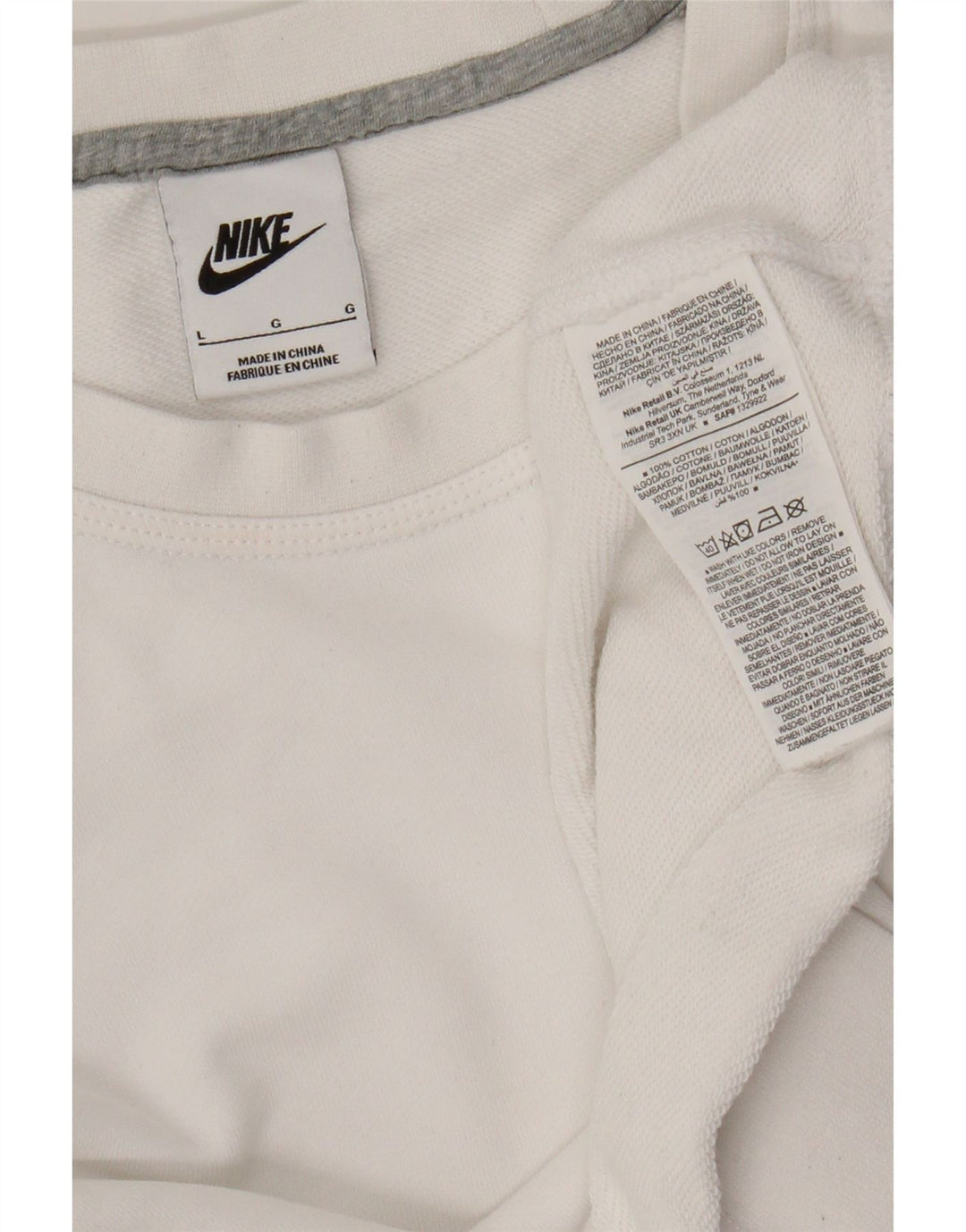 Nike Womens Sweatshirt Jumper UK 16 Large White Cotton