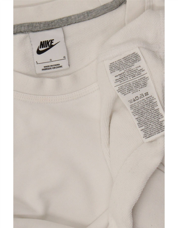 Nike Womens Sweatshirt Jumper UK 16 Large White Cotton