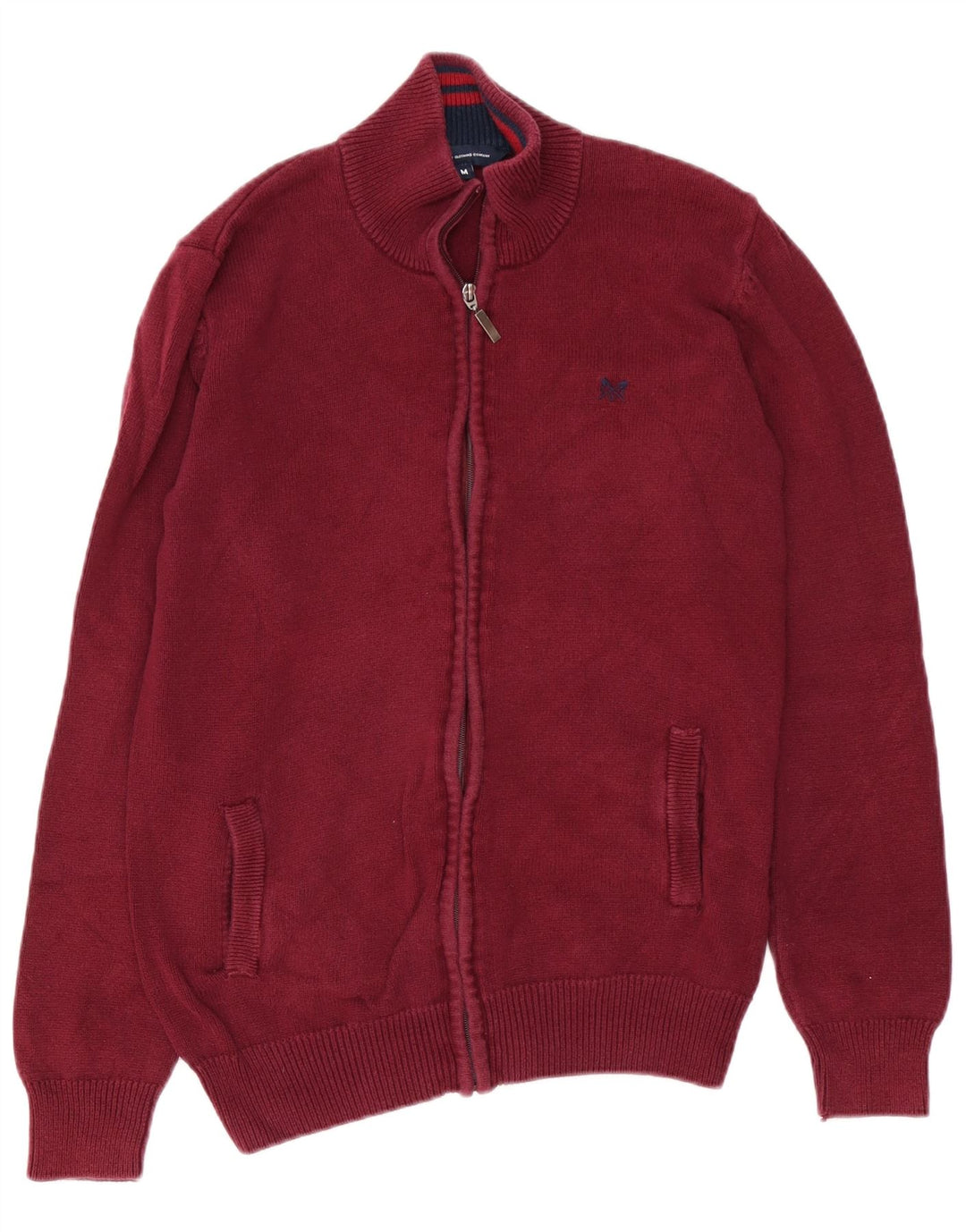 Crew Clothing Mens Cardigan Sweater Medium Burgundy Cotton
