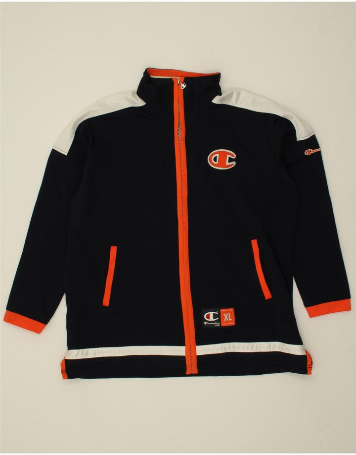 CHAMPION Boys Tracksuit Top Jacket 13-14 Years  Navy Blue Colourblock Vintage Champion and Second-Hand Champion from Messina Hembry 