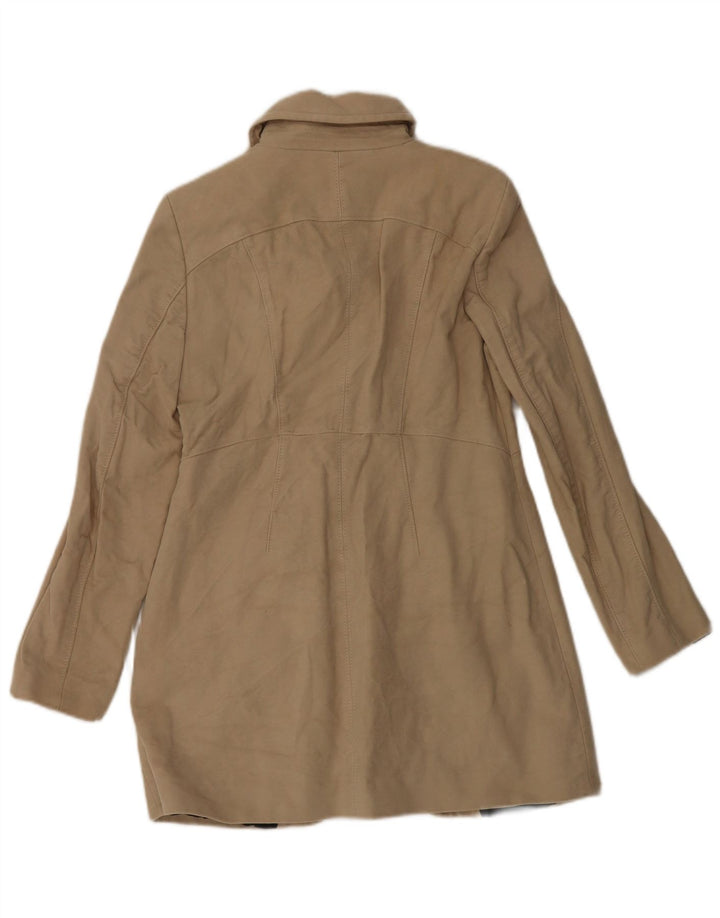 Zara Womens Overcoat UK 14 Large Beige Cotton