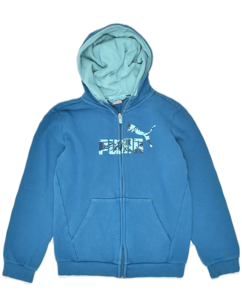 PUMA Boys Graphic Zip Hoodie Sweater 11-12 Years Blue Cotton | Vintage Puma | Thrift | Second-Hand Puma | Used Clothing | Messina Hembry 