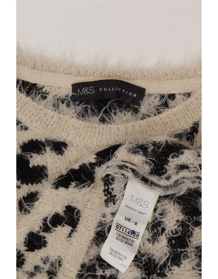 Marks & Spencer Womens Crew Neck Jumper Sweater UK 8 Small Beige