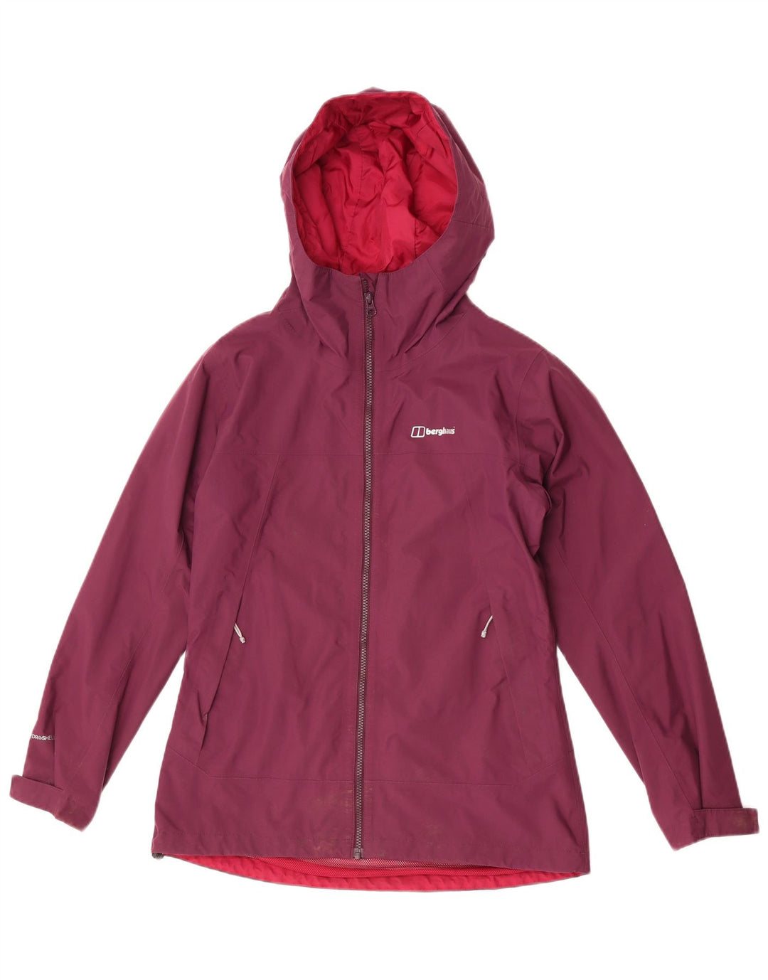 Berghaus Womens Hooded Rain Jacket UK 12 Medium Burgundy Polyamide