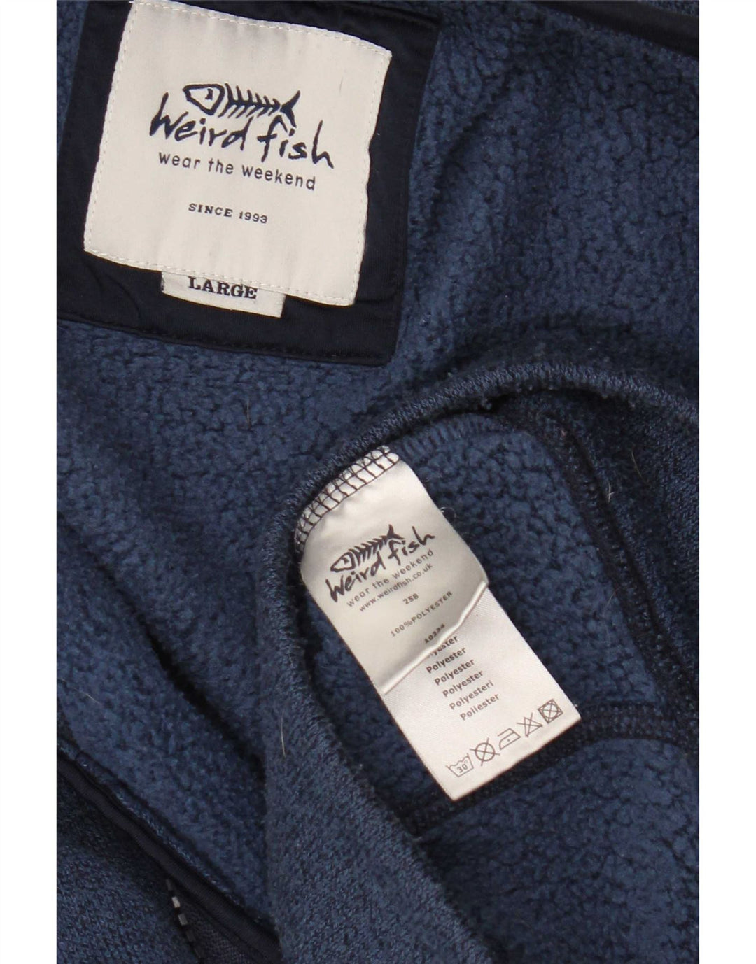 Weird Fish Mens Tracksuit Top Jacket Large Blue Flecked Polyester