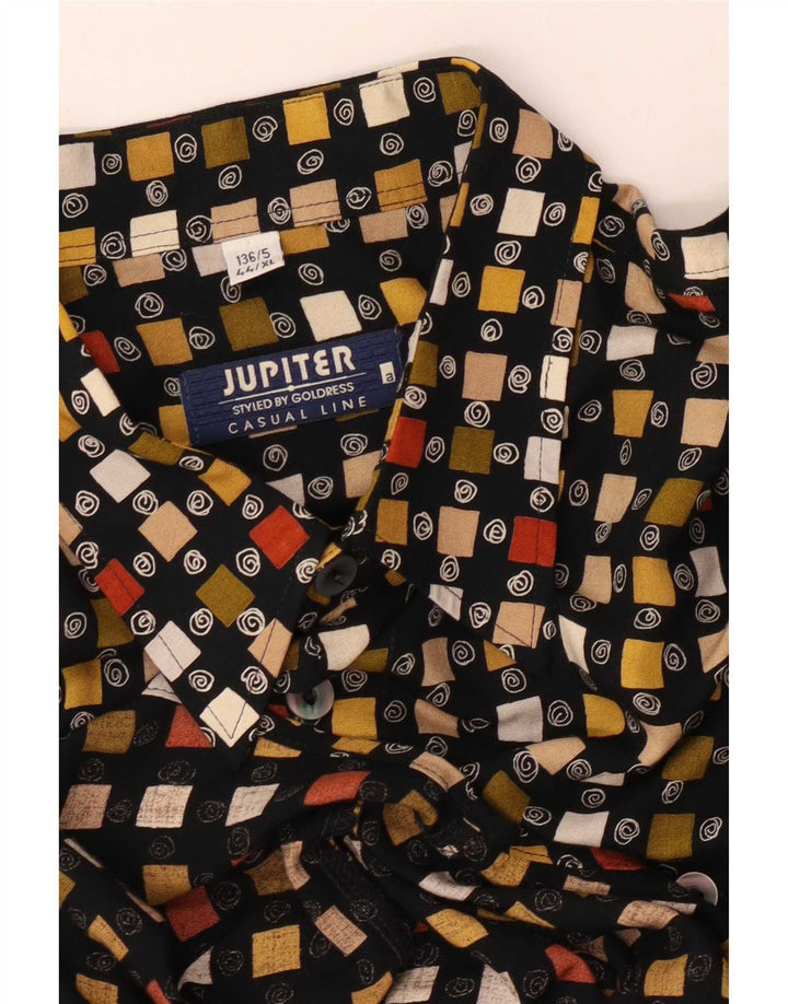 Jupiter Mens Short Sleeve Shirt Size 44 XL Black Geometric
