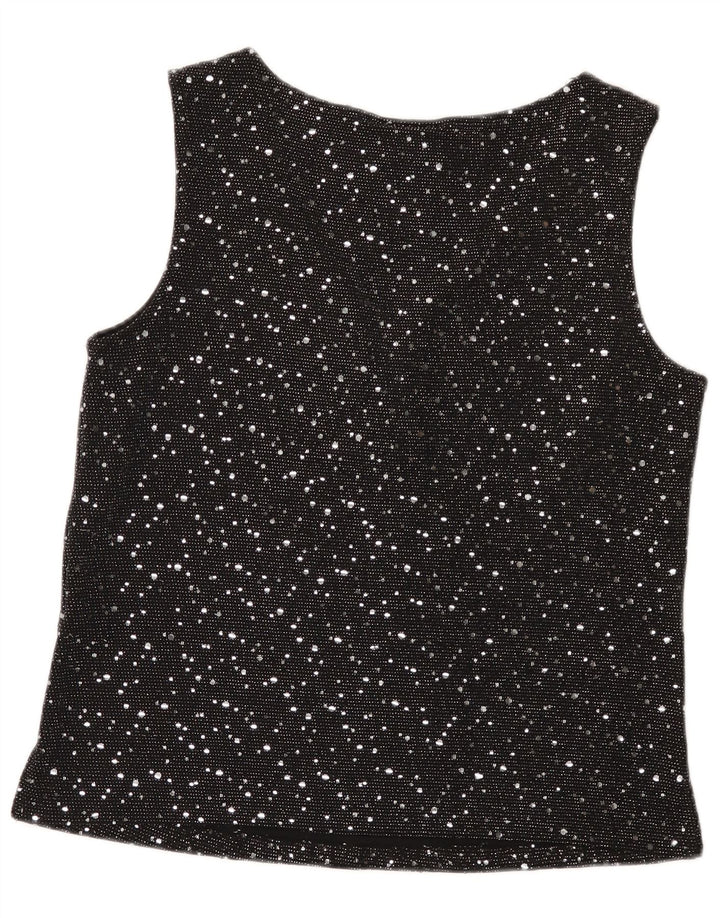 Wallis Womens Sleeveless Blouse Top UK 14 Medium Black Spotted Nylon