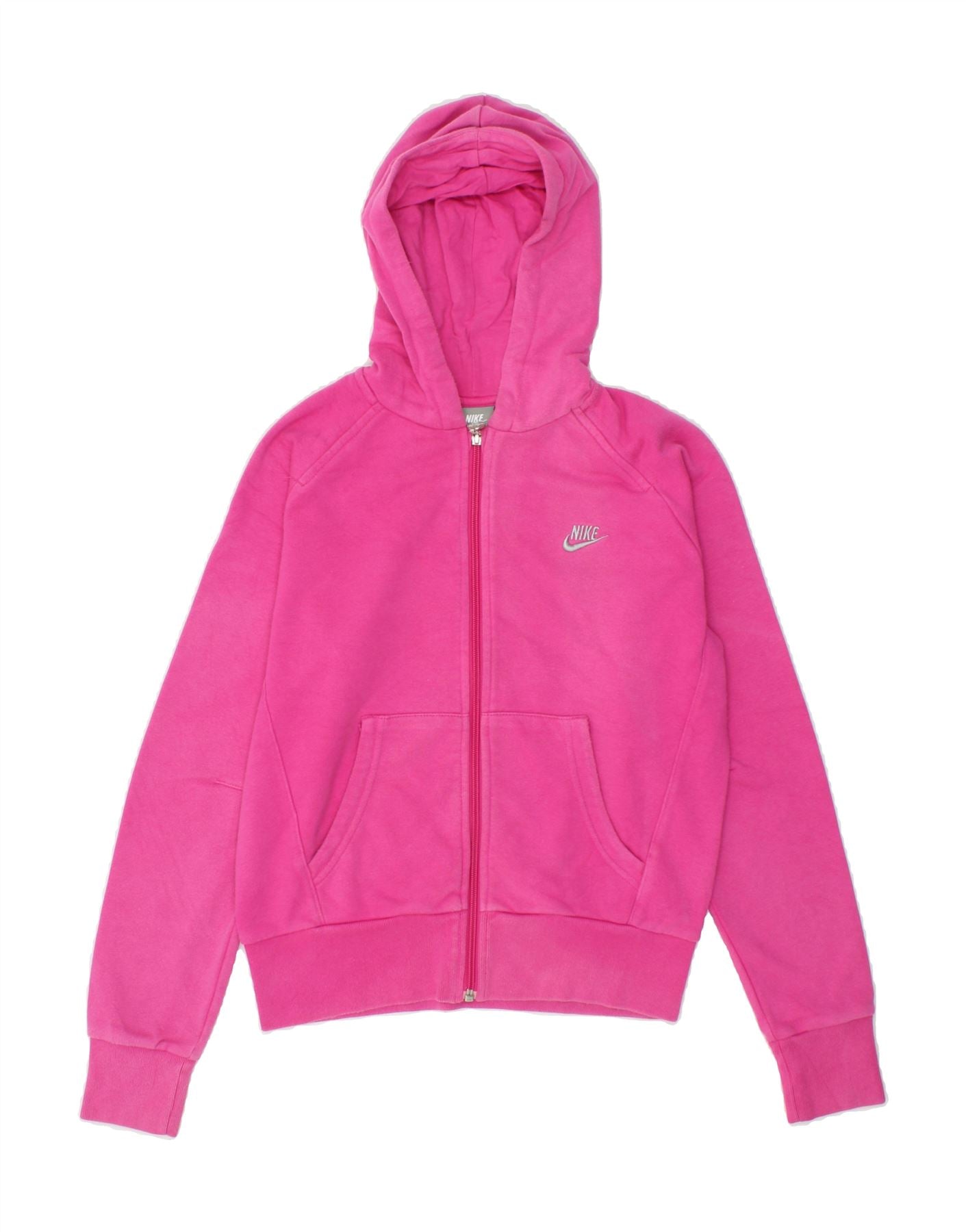 NIKE Girls Graphic Zip Hoodie Sweater 12 13 Years Large Pink Cotton Vintage Second Hand Clothing Online Messina Hembry