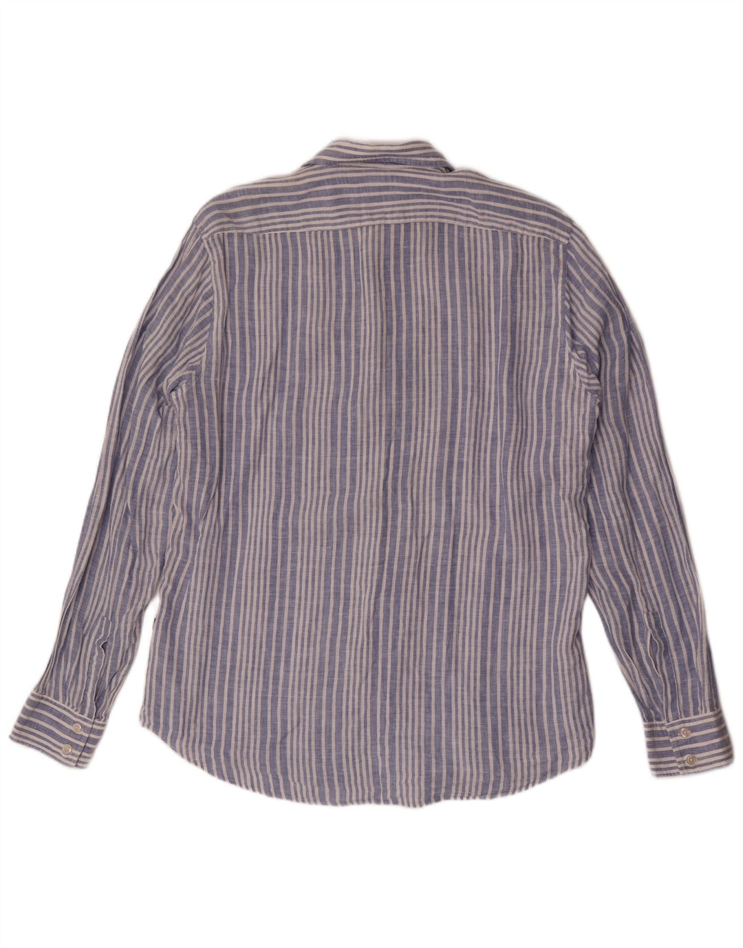 Hugo Boss Mens Shirt Large Blue Pinstripe Linen