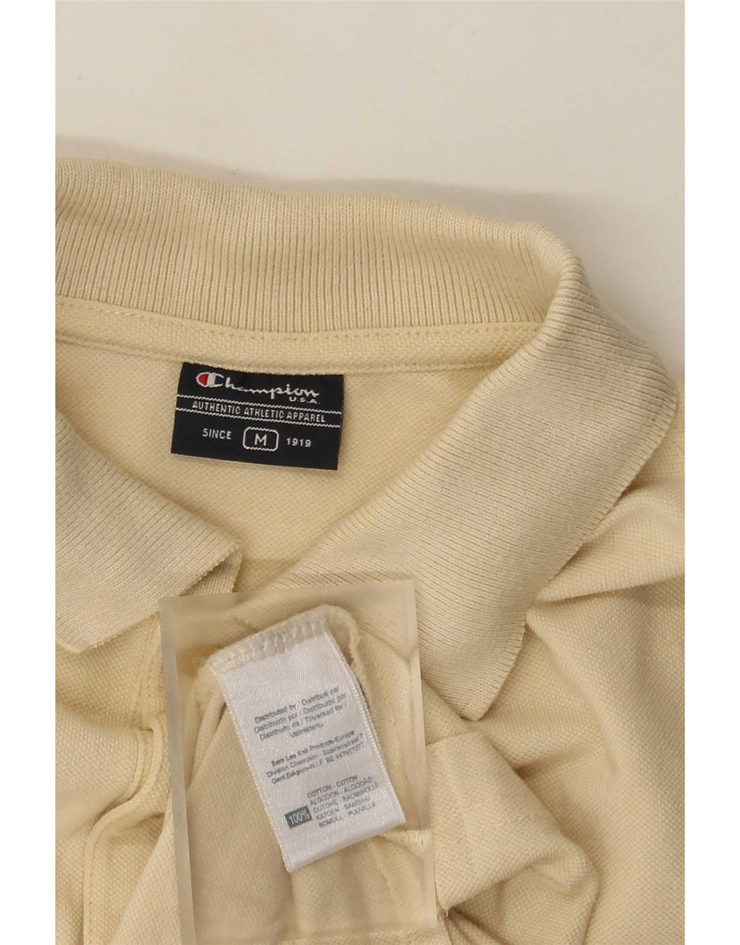Champion Mens Polo Shirt Medium Beige Cotton