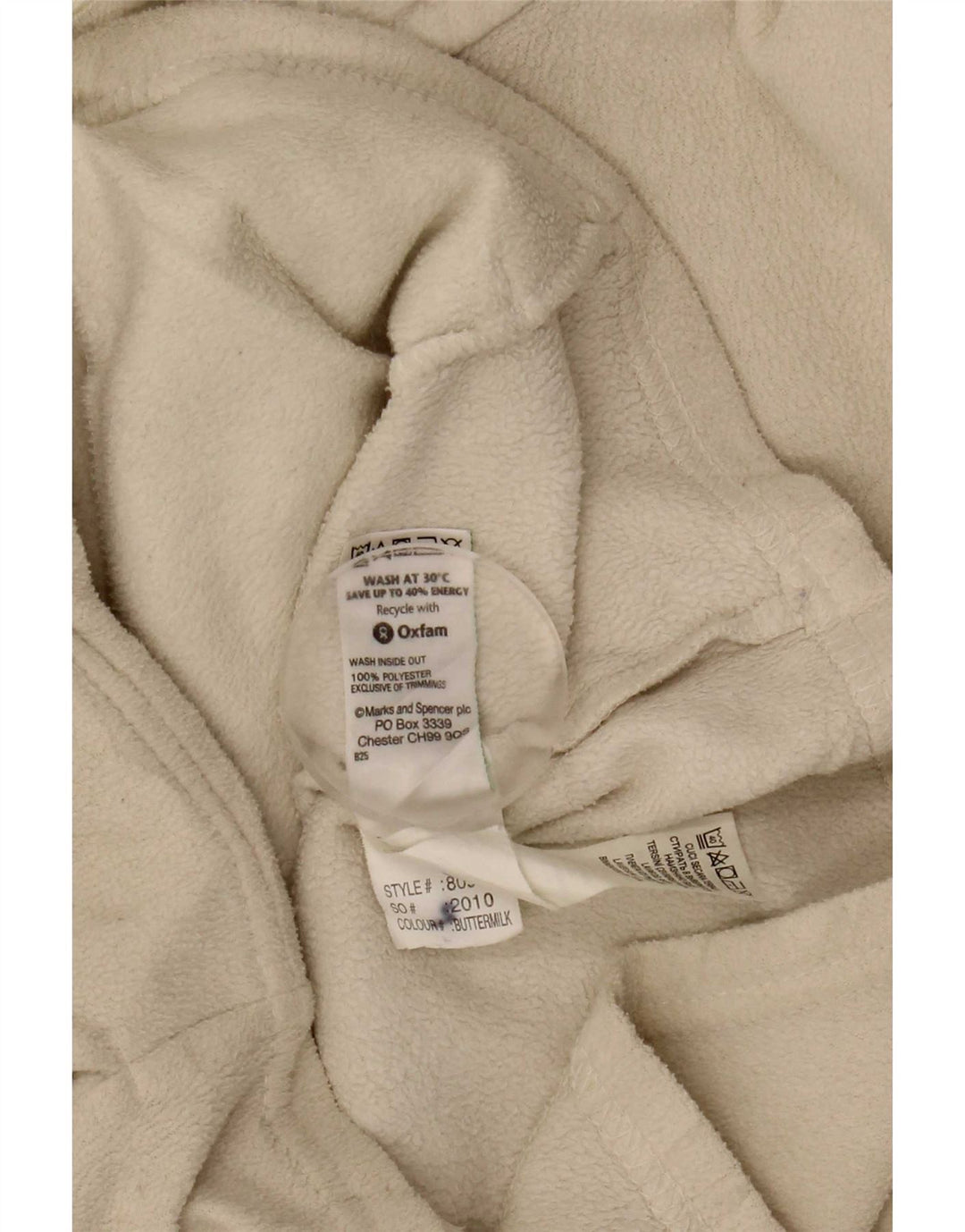 Marks & Spencer Womens Fleece Jacket UK 12 Medium Beige Polyester