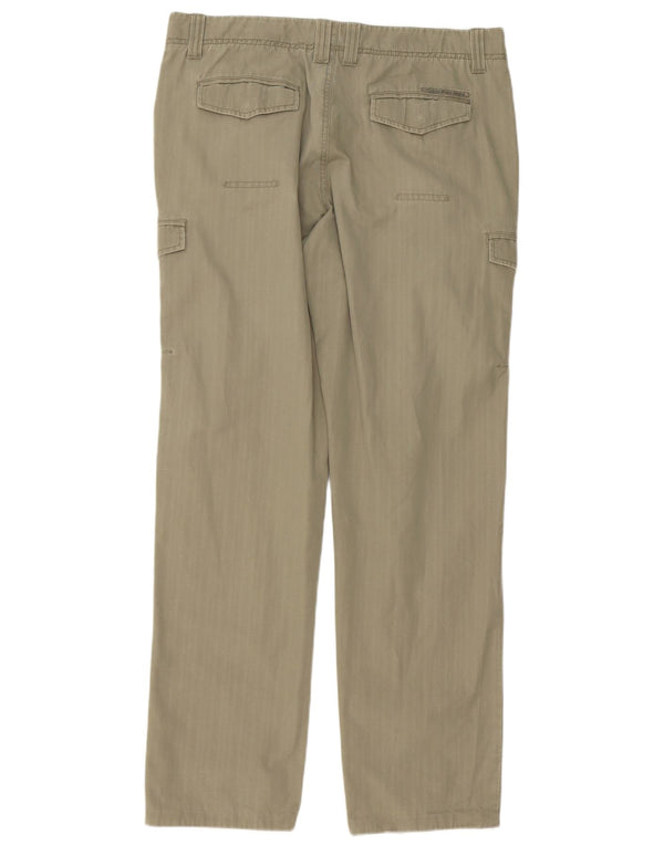 Calvin Klein Jeans Mens Straight Cargo Trousers W34 L34 Khaki Cotton