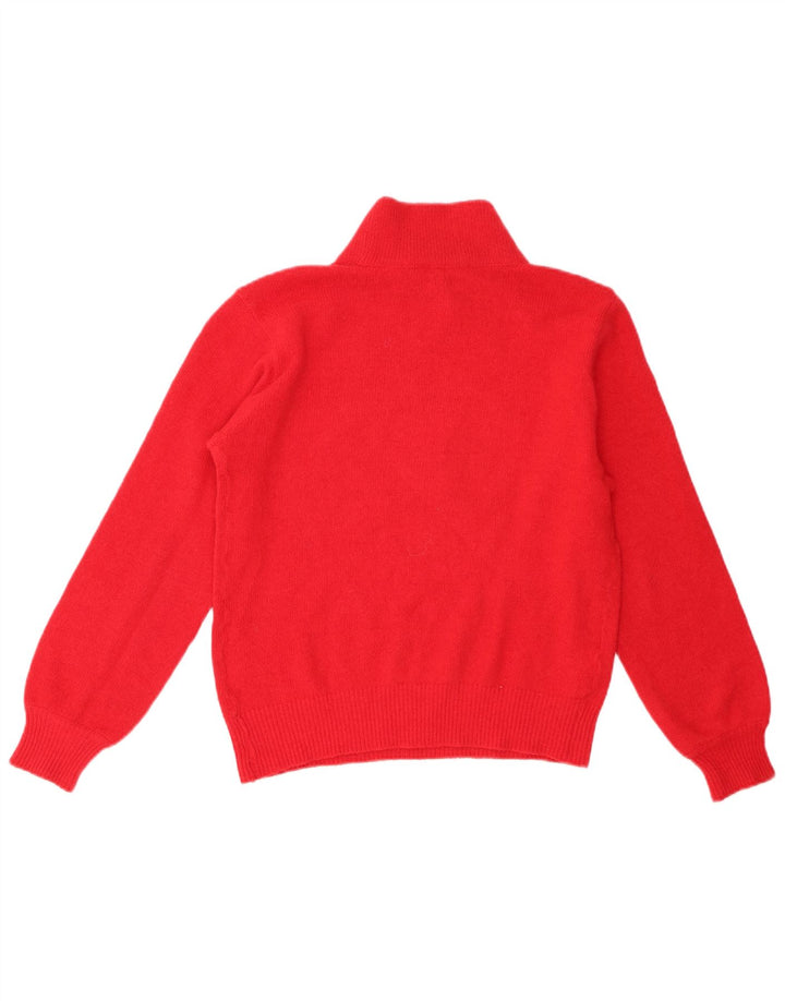 Vintage Womens Turtle Neck Jumper Sweater UK 12 Medium Red Floral Wool