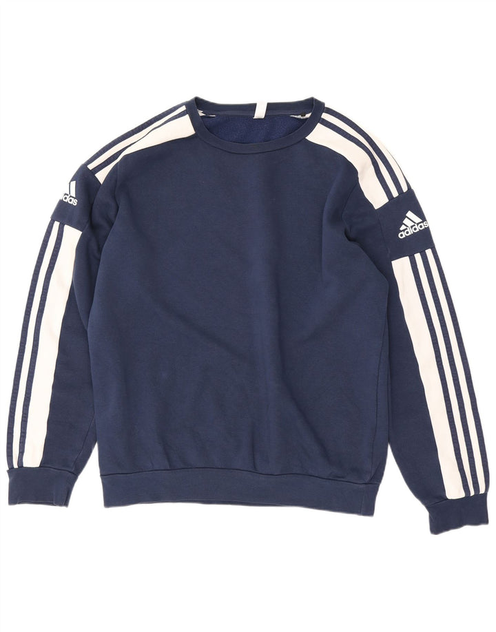 Adidas Mens Graphic Sweatshirt Jumper Medium Navy Blue Colourblock Cotton