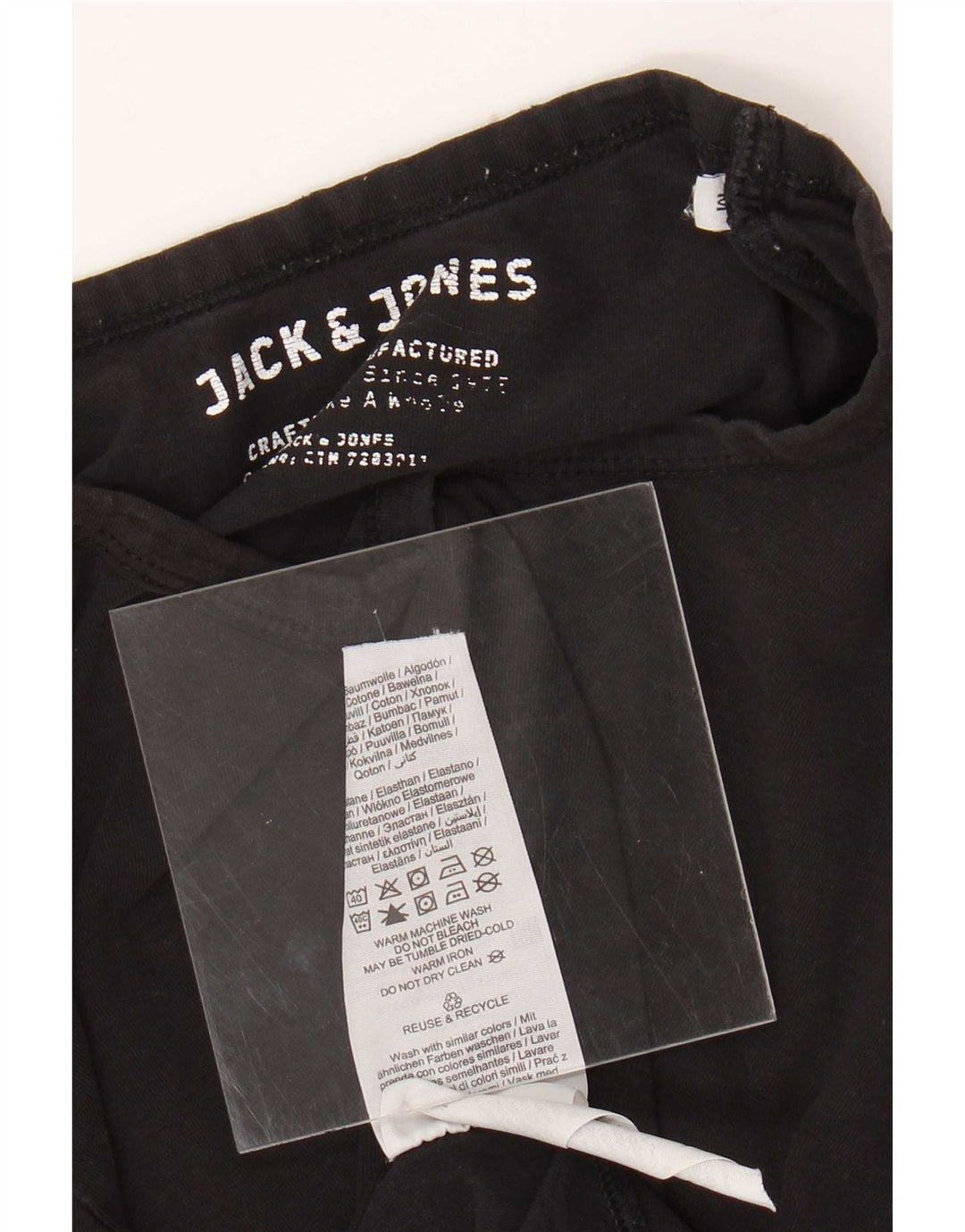 Jack & Jones Mens T-Shirt Top Medium Black Cotton