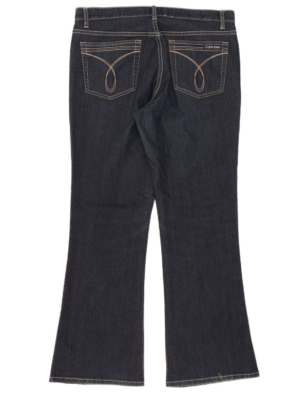 Calvin Klein Womens Flared Jeans US 10 Large W33 L29 Navy Blue Cotton