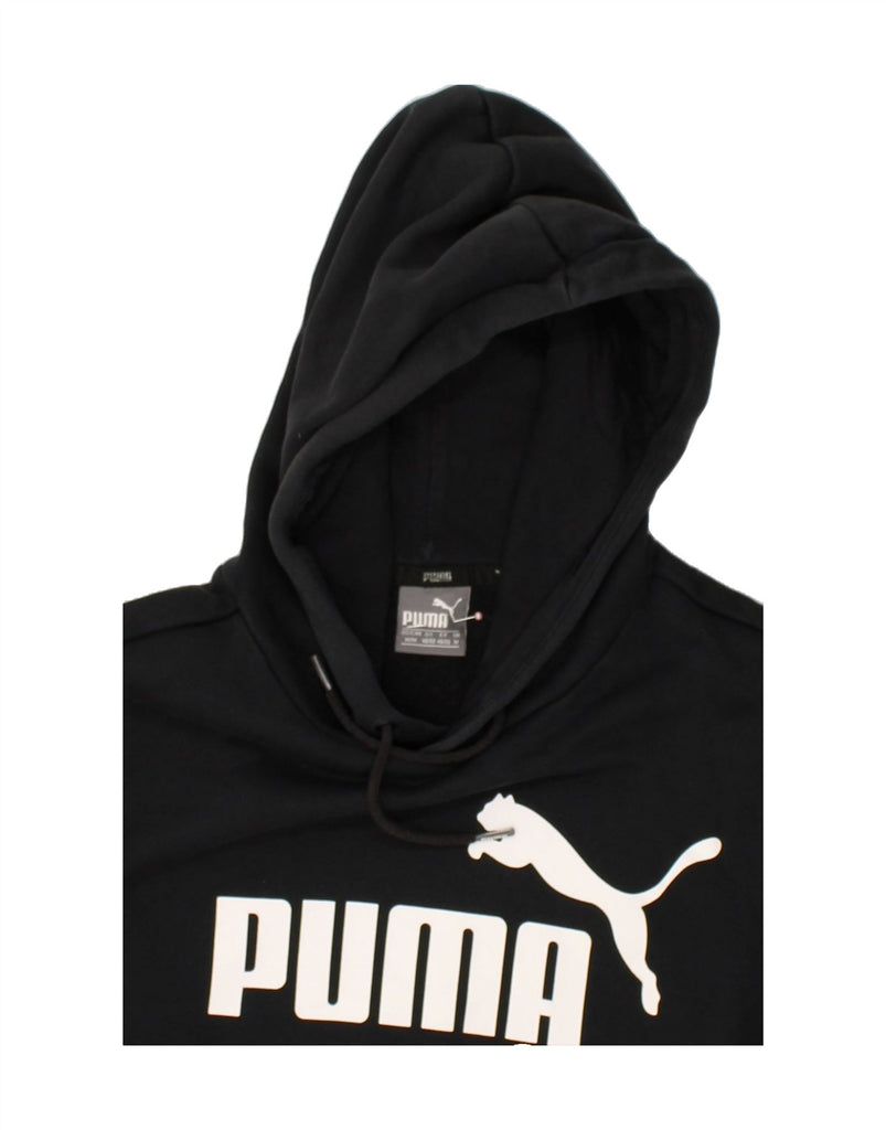 PUMA Mens Graphic Hoodie Jumper Medium Black | Vintage Puma | Thrift | Second-Hand Puma | Used Clothing | Messina Hembry 