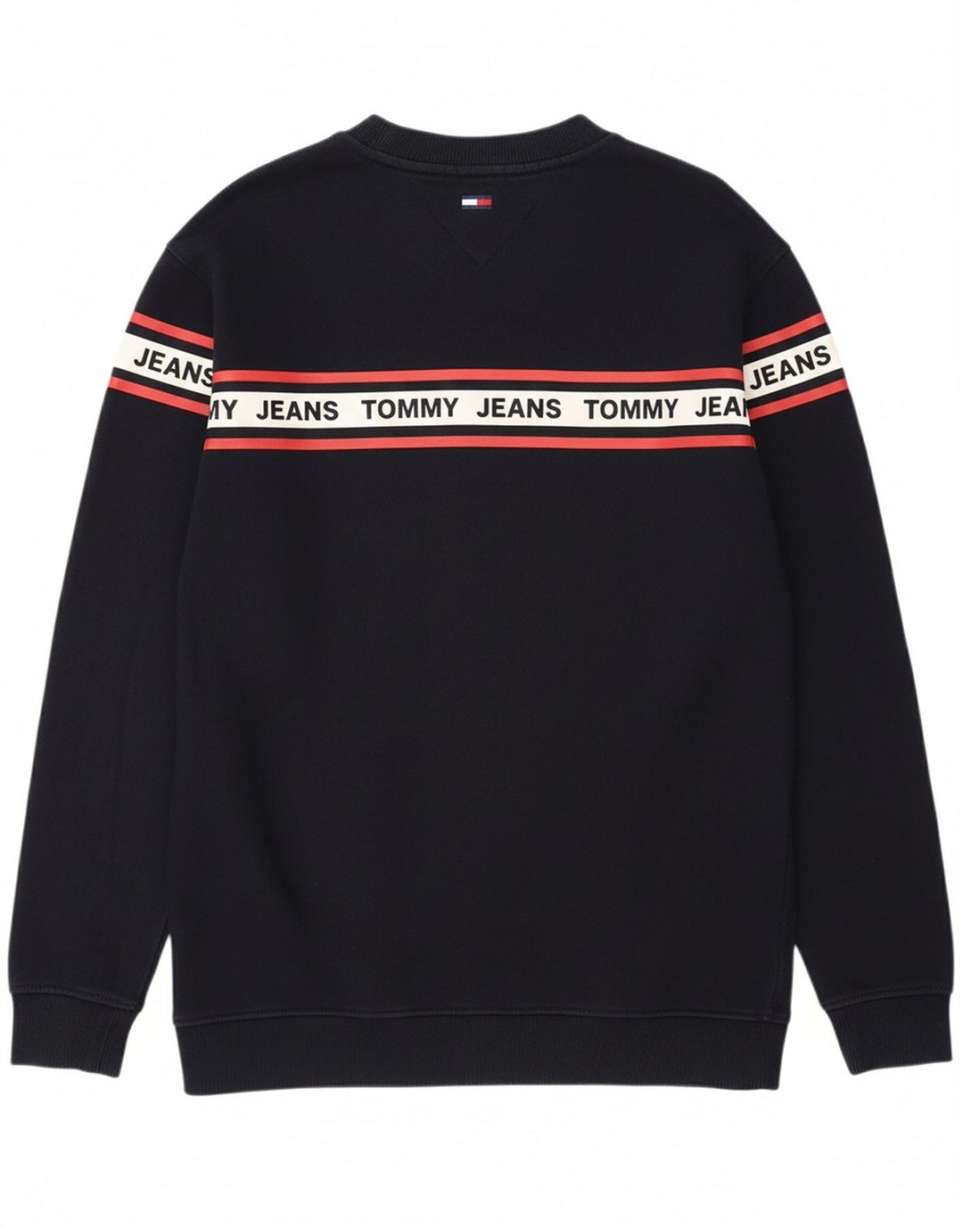 TOMMY HILFIGER Mens Relaxed Fit Sweatshirt Jumper Small Navy Blue Striped