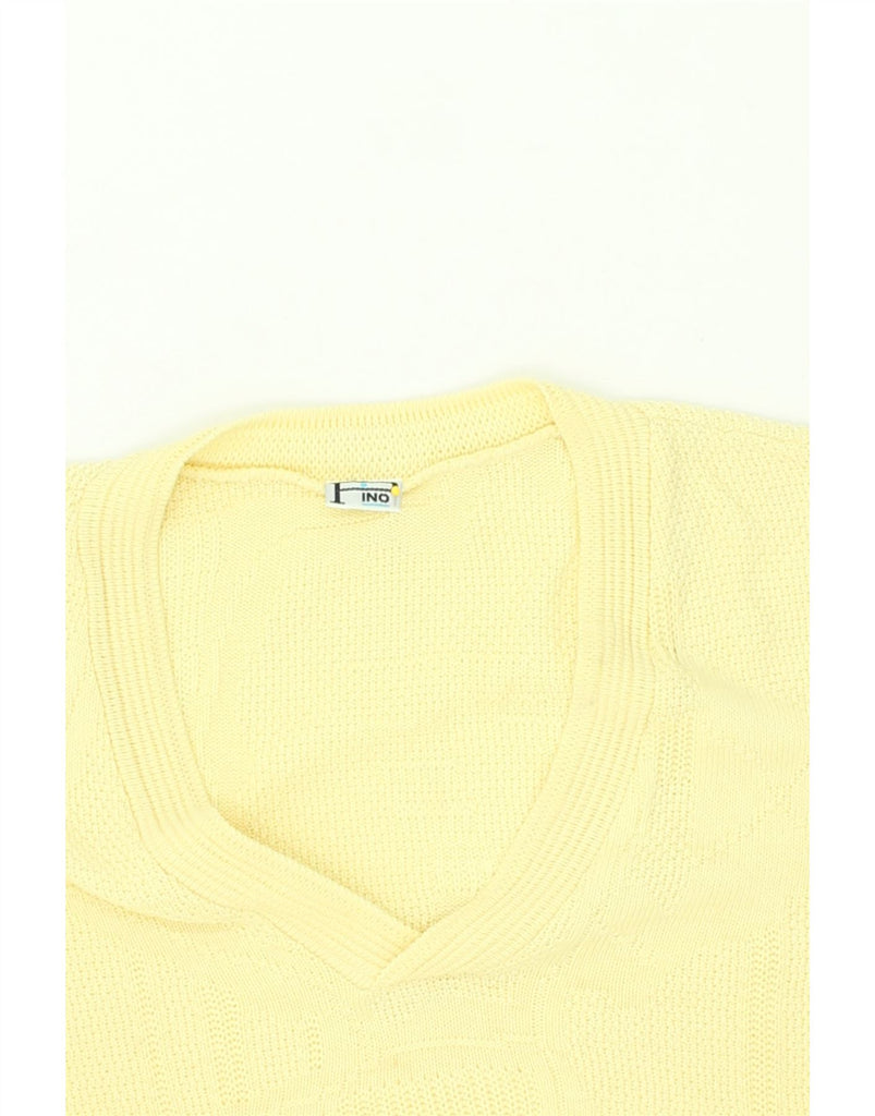 VINTAGE Womens V-Neck Jumper Sweater IT 54 3XL Yellow Acrylic | Vintage Vintage | Thrift | Second-Hand Vintage | Used Clothing | Messina Hembry 