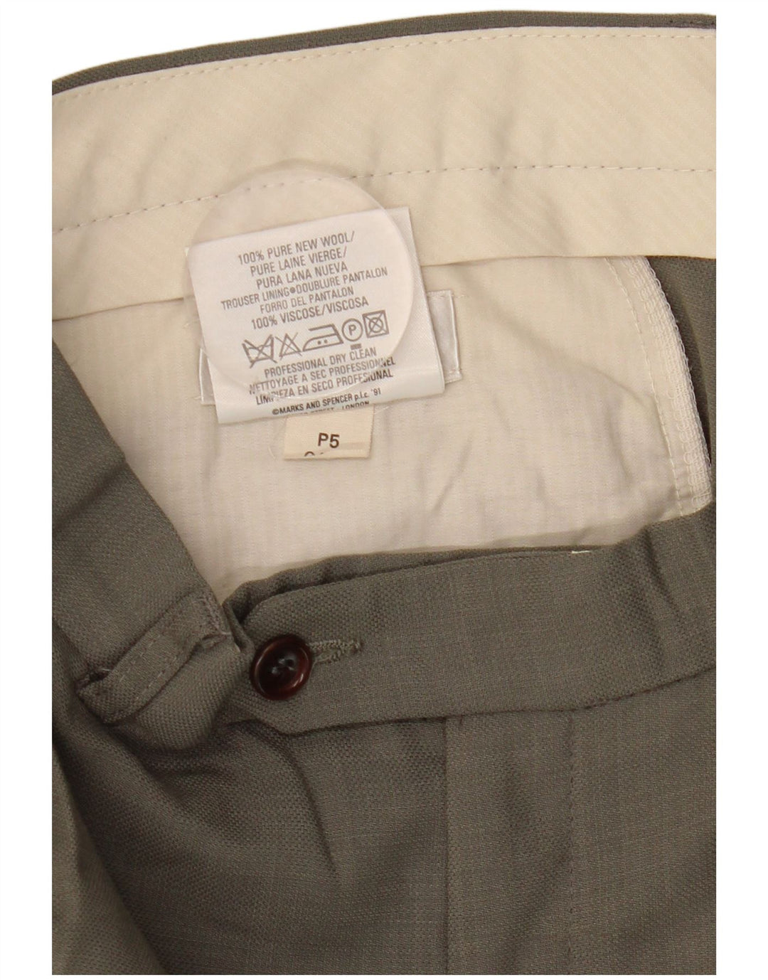 Marks & Spencer Mens Pegged Suit Trousers W34 L31 Grey Wool