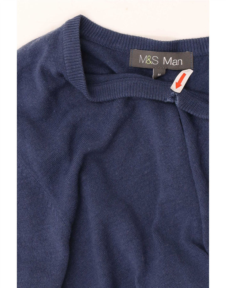 Marks & Spencer Mens V-Neck Jumper Sweater Medium Navy Blue Acrylic