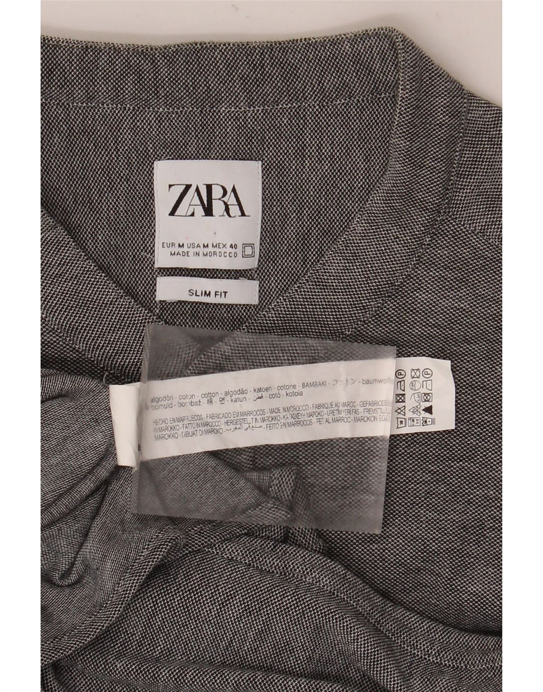 Zara Mens Slim Fit Shirt Medium Grey Cotton