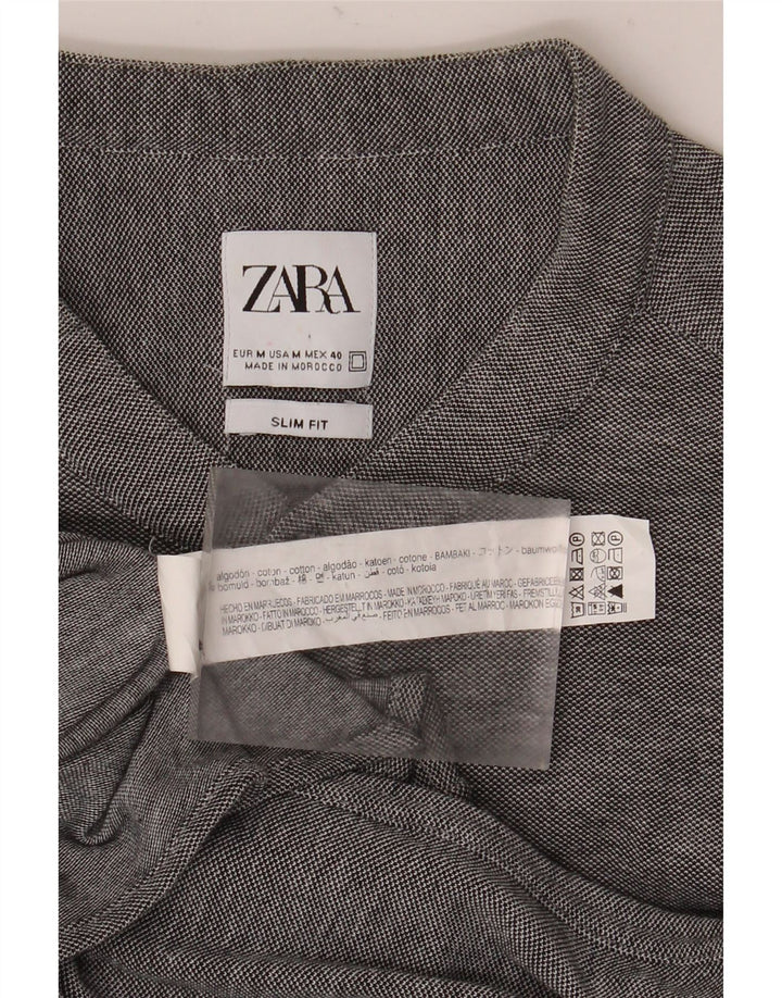 Zara Mens Slim Fit Shirt Medium Grey Cotton
