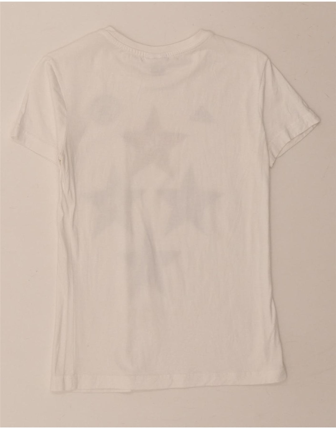 ADIDAS Womens Graphic T-Shirt Top UK 10 Small White Vintage Adidas and Second-Hand Adidas from Messina Hembry 
