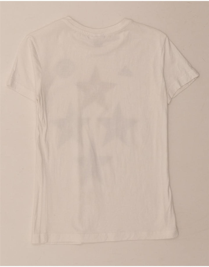 ADIDAS Womens Graphic T-Shirt Top UK 10 Small White Vintage Adidas and Second-Hand Adidas from Messina Hembry 