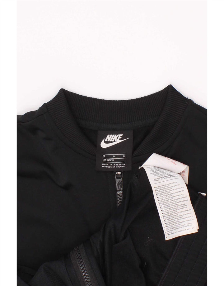 Nike Girls Tracksuit Top Jacket 10-11 Years Medium Black Colourblock