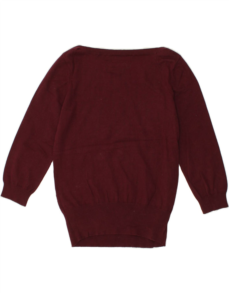 OASIS Womens 3/4 Sleeve Boat Neck Jumper Sweater UK 12 Medium Burgundy | Vintage Oasis | Thrift | Second-Hand Oasis | Used Clothing | Messina Hembry 