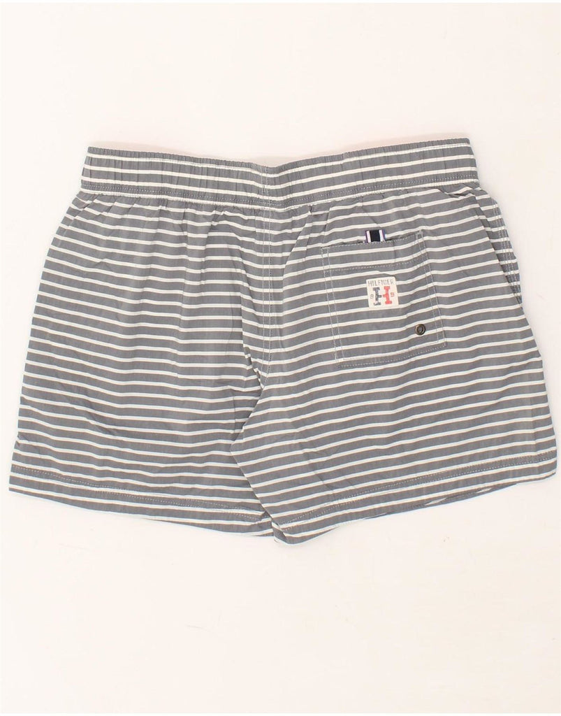 TOMMY HILFIGER Womens Sport Shorts UK 10 Small Grey Striped Cotton Vintage Tommy Hilfiger and Second-Hand Tommy Hilfiger from Messina Hembry 