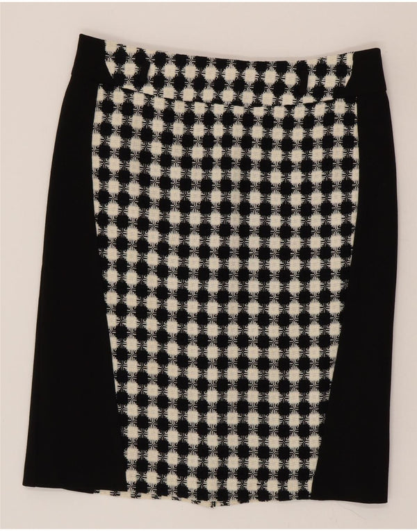 Vintage Womens Straight Skirt UK 16 Large W34 Black Geometric Acrylic