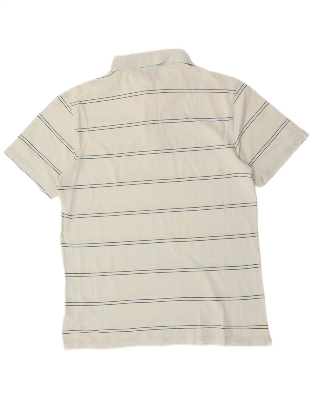 ASICS Mens Polo Shirt Medium White Striped Cotton