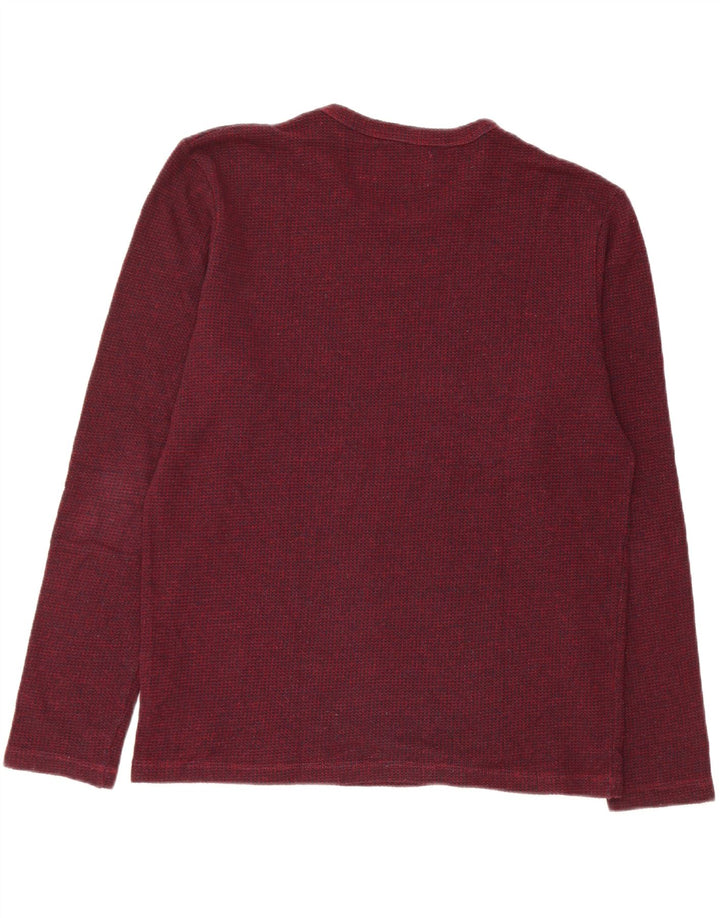 Jack & Jones Mens Top Long Sleeve Large Burgundy Flecked Cotton