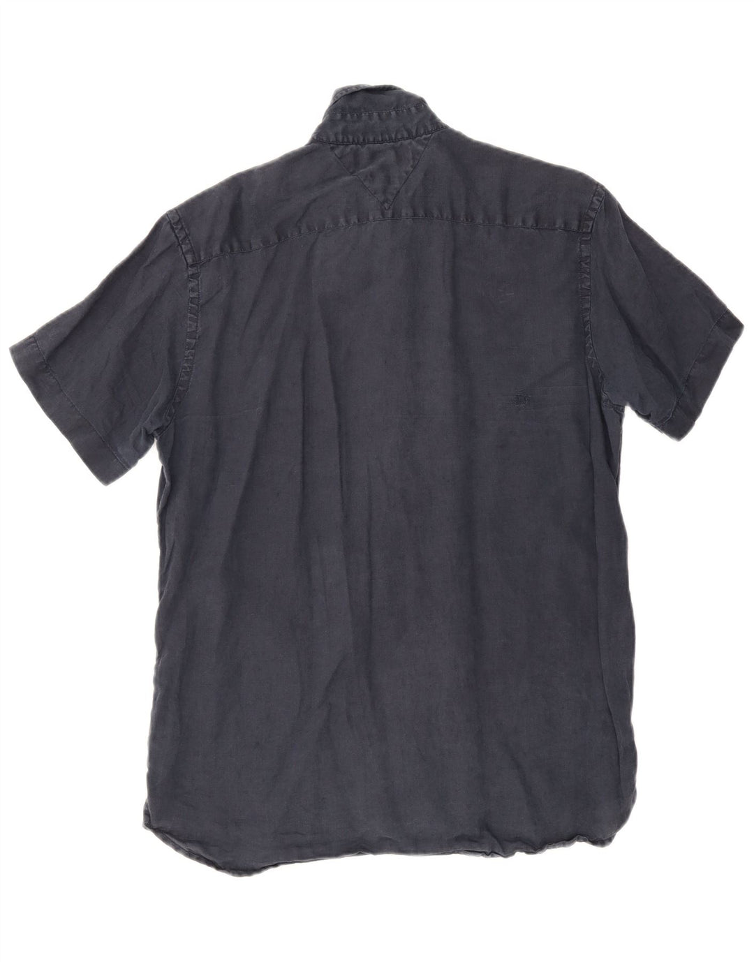 Tommy Hilfiger Mens Short Sleeve Shirt Large Navy Blue Linen