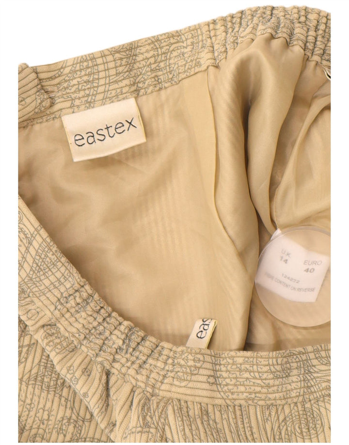 EASTEX Womens Corduroy Straight Skirt UK 14 Medium  Beige Floral Polyester