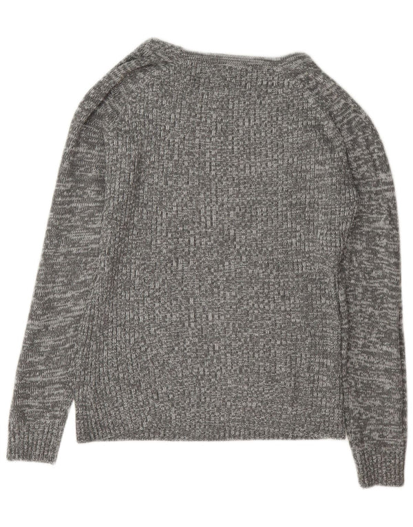 Guess Womens Boat Neck Jumper Sweater UK 14 Medium Grey Flecked