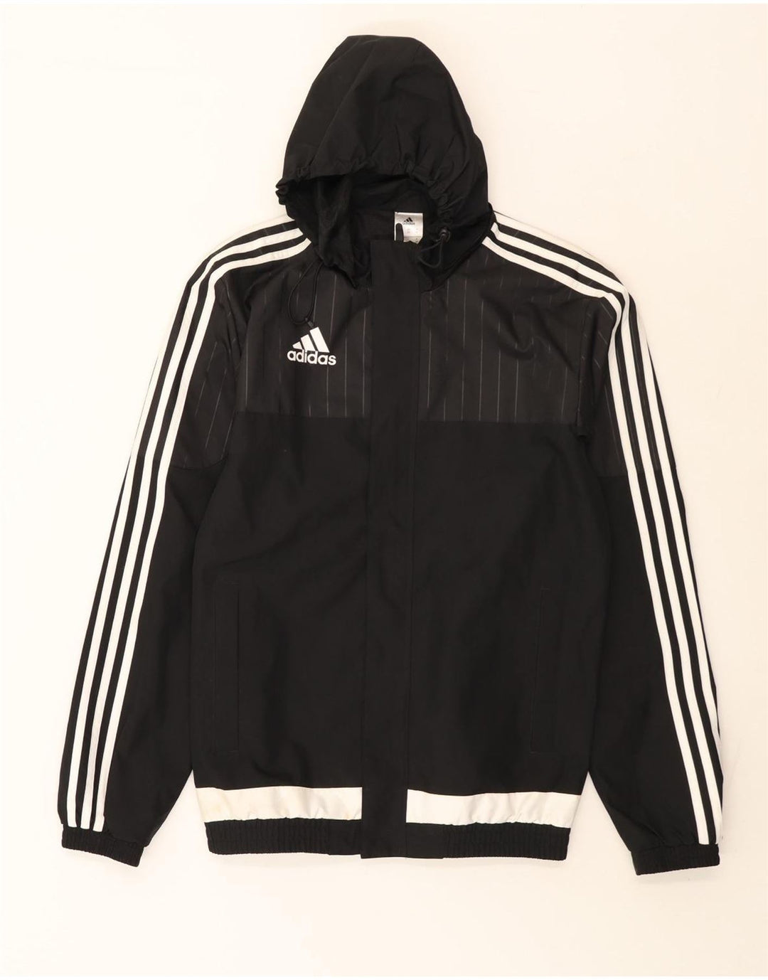 Adidas Mens Hooded Tracksuit Top Jacket XS Black Polyester