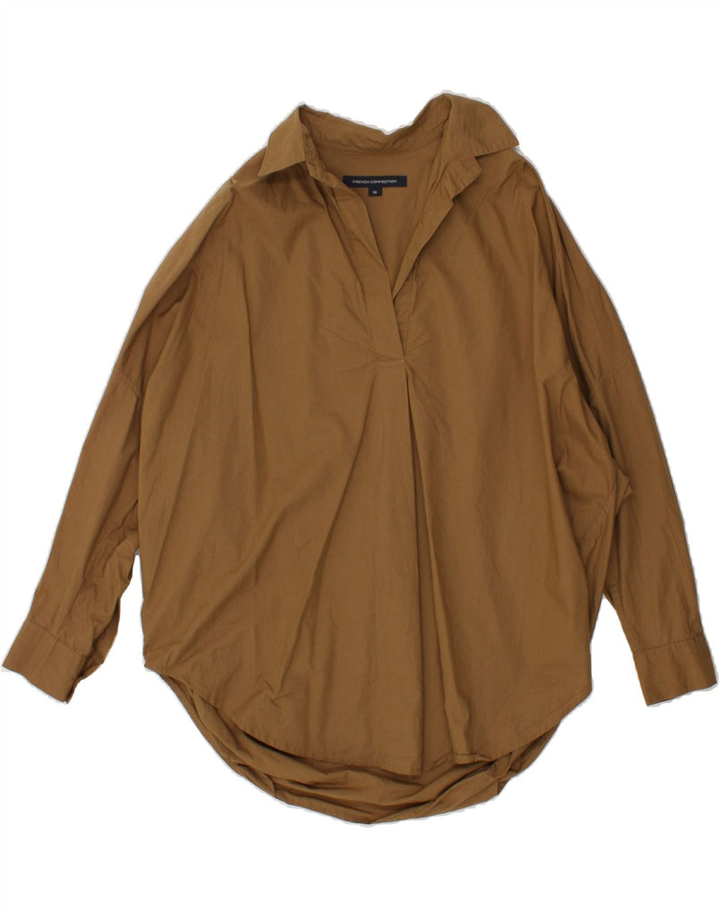FRENCH CONNECTION Womens Oversized 3/4 Sleeve Shirt Blouse UK 6 XS Brown Vintage French Connection and Second-Hand French Connection from Messina Hembry 