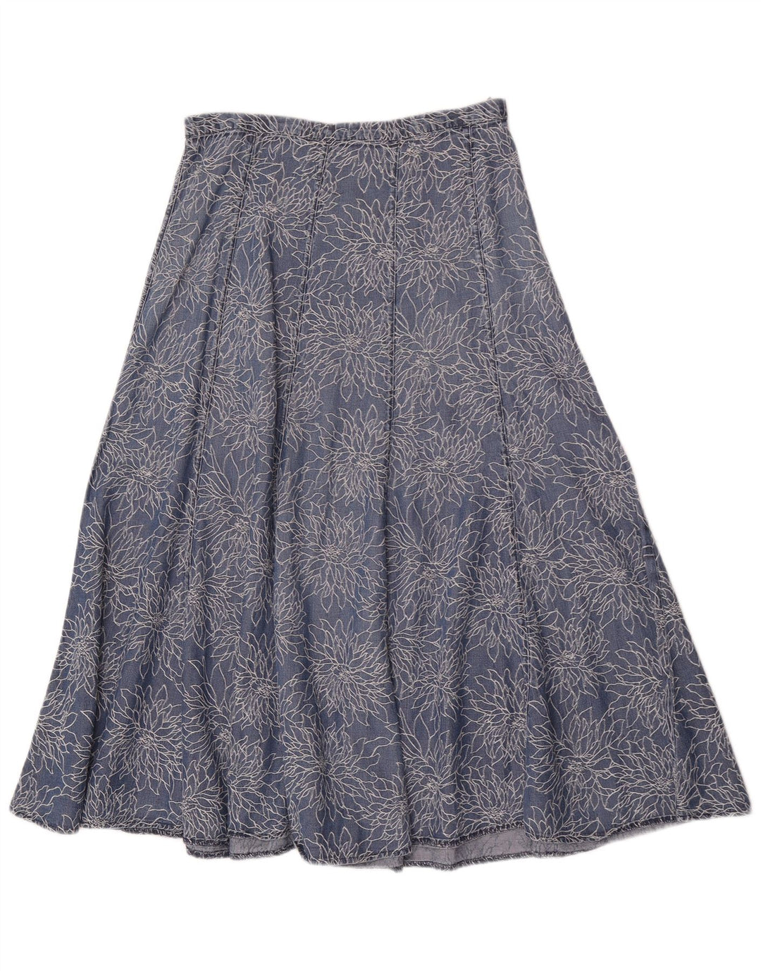 Marks & Spencer Womens Denim Flared Skirt W28 Medium Blue Floral
