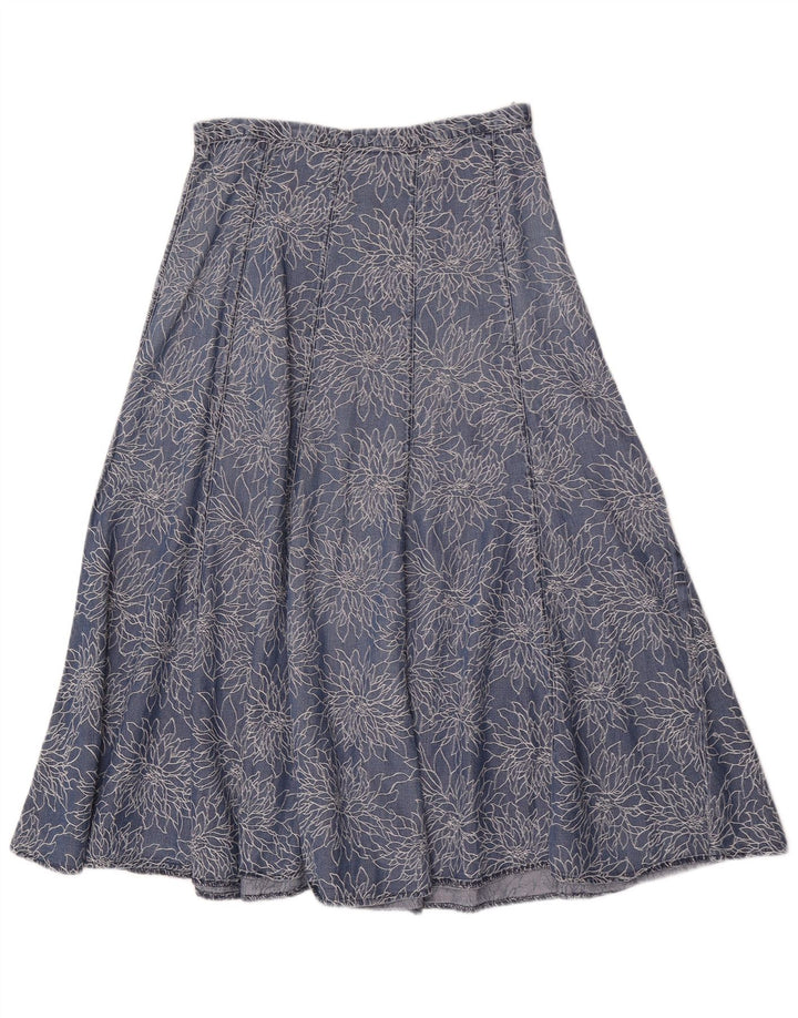 Marks & Spencer Womens Denim Flared Skirt W28 Medium Blue Floral
