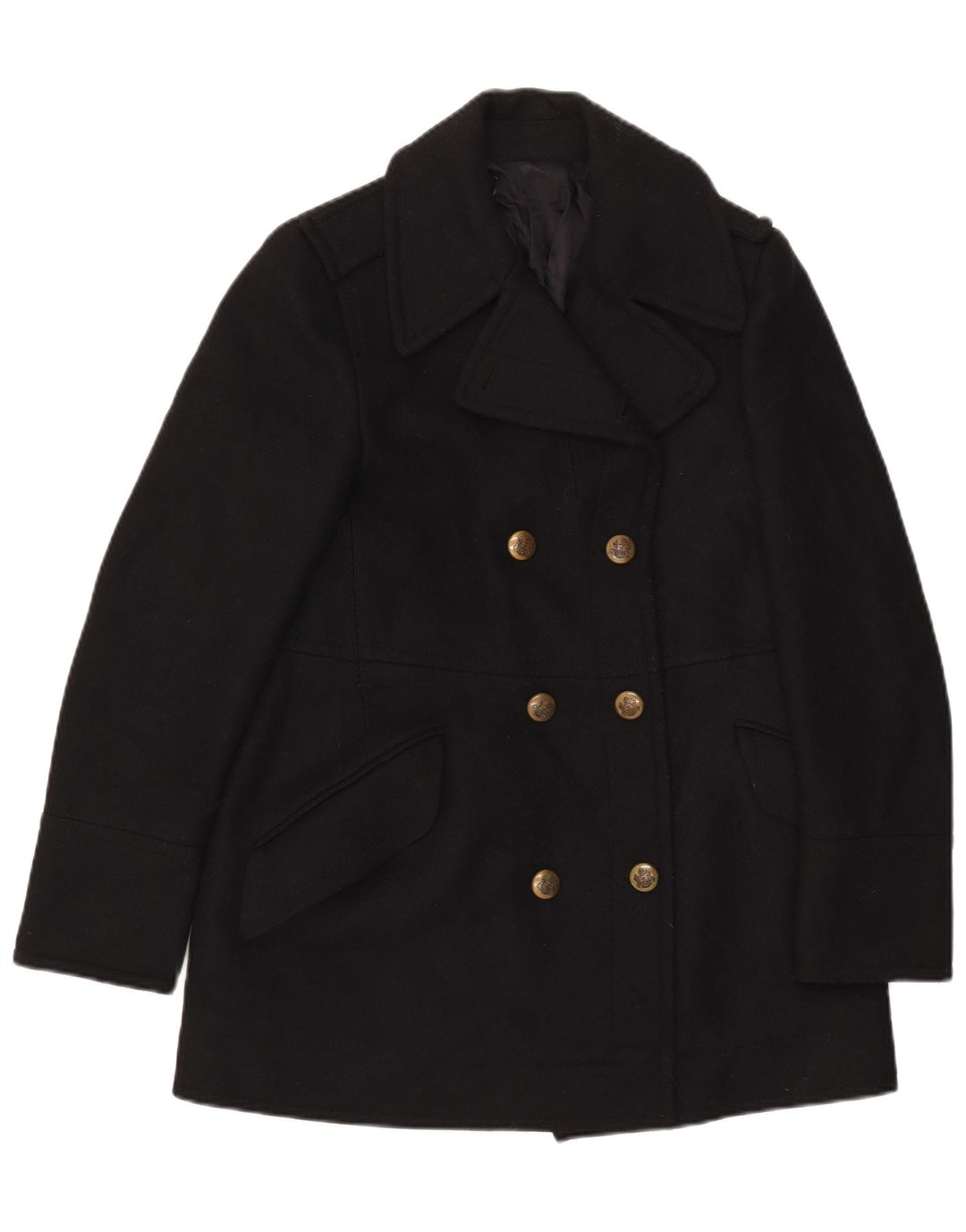 Vintage Womens Pea Coat UK 14 Medium Black