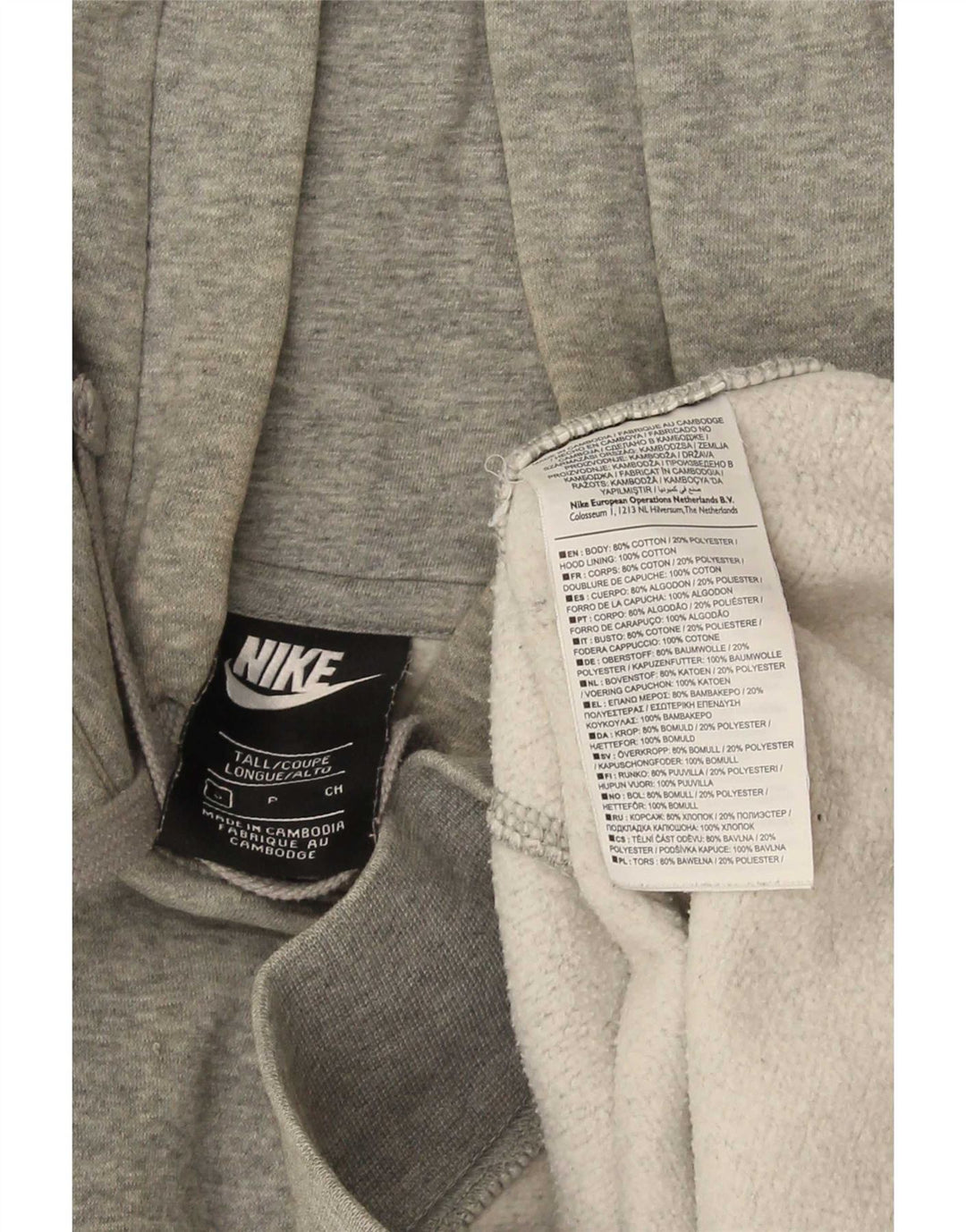 Nike Mens Graphic Hoodie Jumper Large Grey Cotton