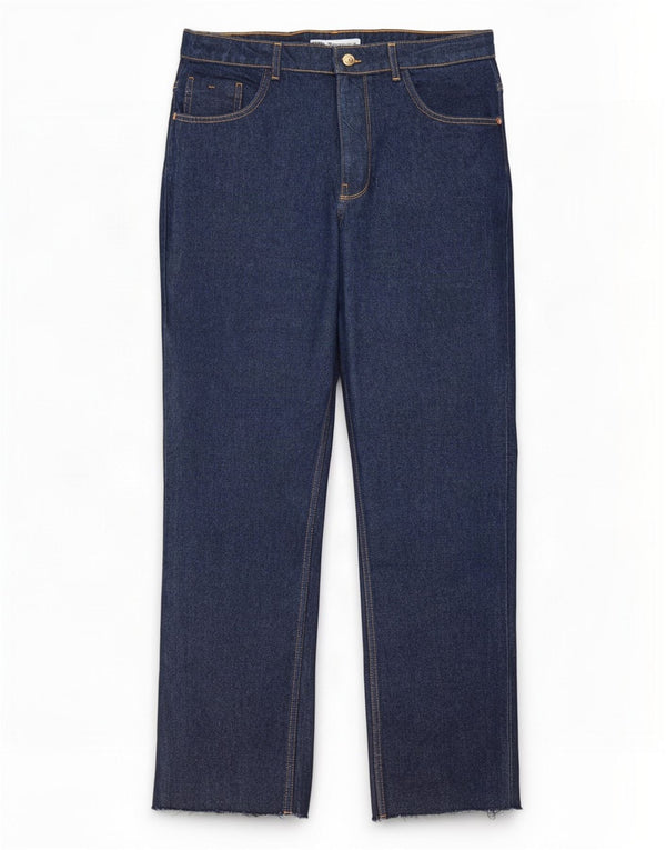 Zara Womens Straight Jeans EU 44 XL W34 L28 Navy Blue Cotton