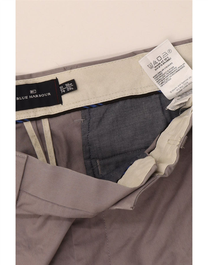 Marks & Spencer Mens Blue Harbour Straight Chino Trousers W36 L29 Grey